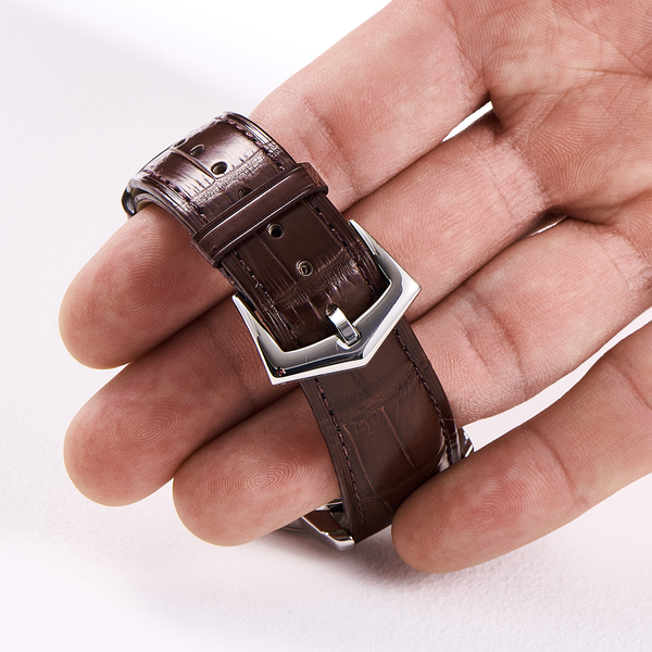 Brown Bamboo-Pattern Alligator Leather Strap